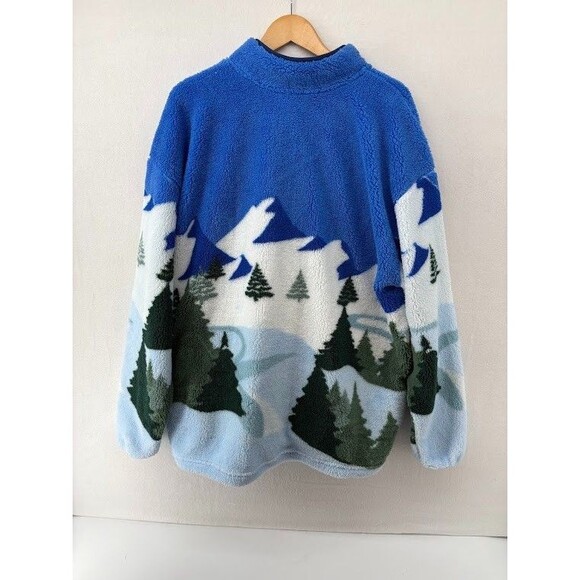 Disney Mickey Mouse & Friends Ski Scene Sherpa Quarter Zip Crewneck Size 2X - Picture 8 of 10